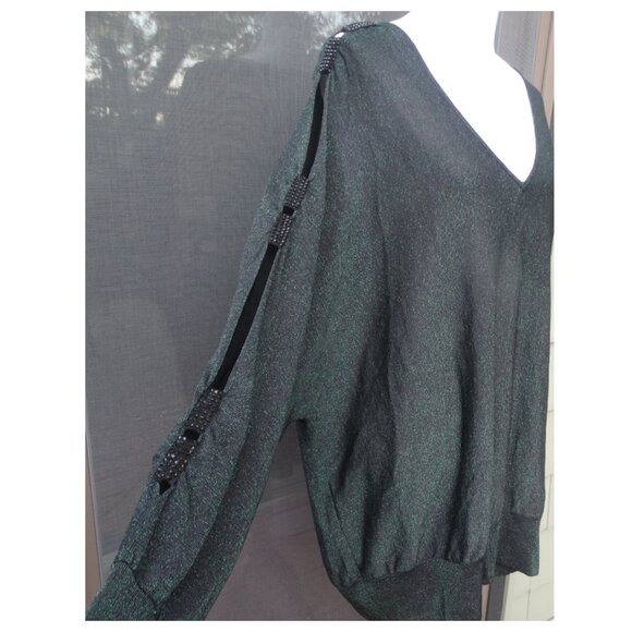 Marina Rinaldi Oversized Tunic Sweater Size XL Plus, metallic, Embellished, open - Picture 1 of 9